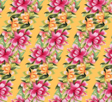 Suluboya çiçekli kusursuz desen. El çizimi illüstrasyon. 