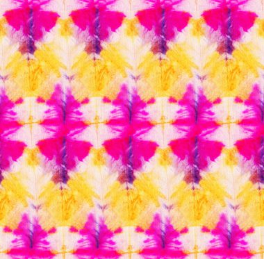 Beyaz ipek üzerinde kusursuz kravat boyası deseni. El boyası kumaşlar - nodüler batik. Shibori boyaması.. 