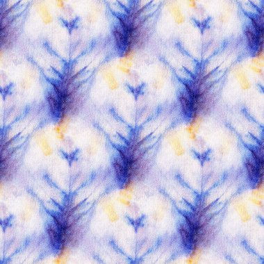 Beyaz ipek üzerinde kusursuz kravat boyası deseni. El boyası kumaşlar - nodüler batik. Shibori boyaması.. 