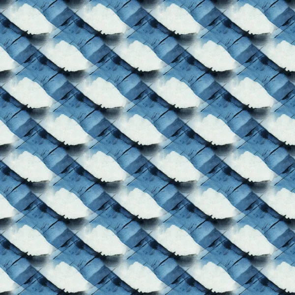 Nahtloses Muster Aus Krawattenfärbung Indigo Farbe Auf Weißer Seide Handbemalte — Stockfoto