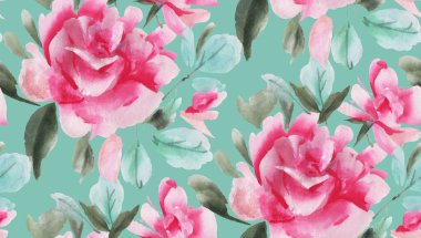 Suluboya güllerle kusursuz desen. El çizimi illüstrasyon. 