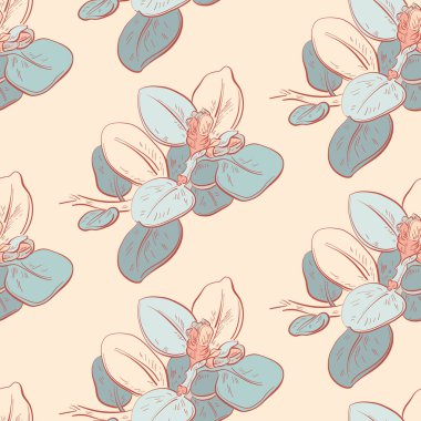 Bitki dalıyla soyut ve pürüzsüz desen. Vektör illüstrasyonu. 