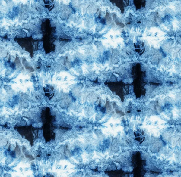 Безшовний Візерунок Кольору Краватки Кольору Індиго Білому Шовку Тканини Малювання — стокове фото