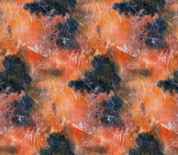 Naadloze Tie Dye Patroon Van Zwart Oranje Kleur Witte Zijde — Stockfoto