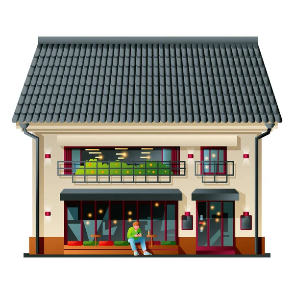 Exterior Del Café Ciudad Ilustración Vectorial — Vector de stock