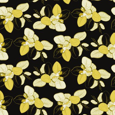 Bitki dalıyla soyut ve pürüzsüz desen. Vektör illüstrasyonu. 