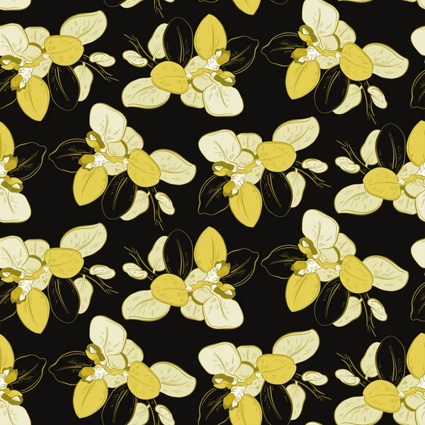 Bitki dalıyla soyut ve pürüzsüz desen. Vektör illüstrasyonu. 