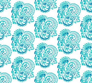 Çok renkli Paisley desenli kusursuz desen. Vektör illüstrasyonu