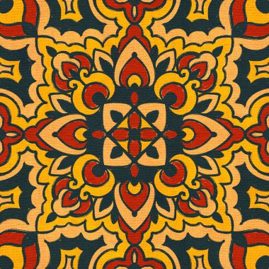 Eski usul arabesk ile kusursuz desen. El çizimi illüstrasyon. 