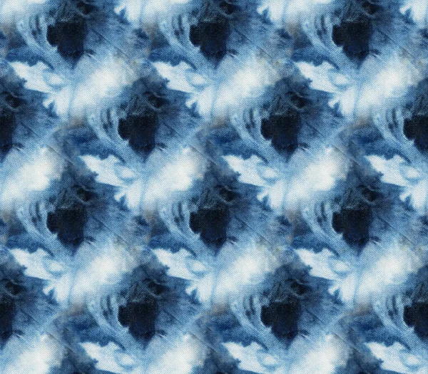 Sömlös Tie Dye Mönster Indigo Färg Vitt Siden Handmålning Tyger — Stockfoto