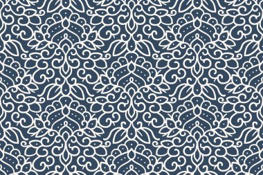 Siyah ve beyaz pürüzsüz desenli Arabesk 'ler eski usul. Vektör illüstrasyonu