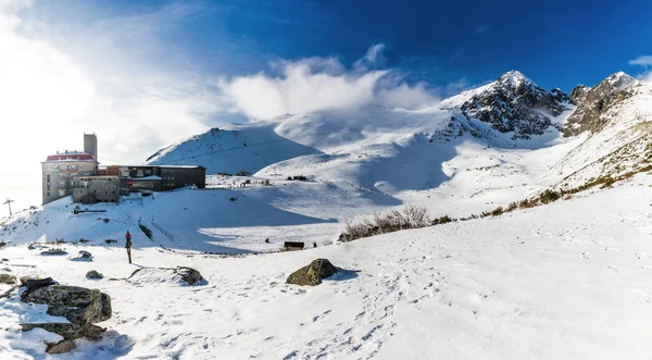 Skalnate Tarn Lomnicky Pic Destinations Célèbres Dans Les Hautes Montagnes — Photo