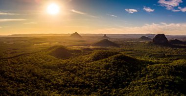 Panoramic aerial of Glasshouse Mountains on the Sunshine Coast f clipart
