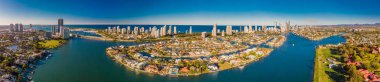 Aerial image of Surfers Paradise and Southport on the Gold Coast clipart