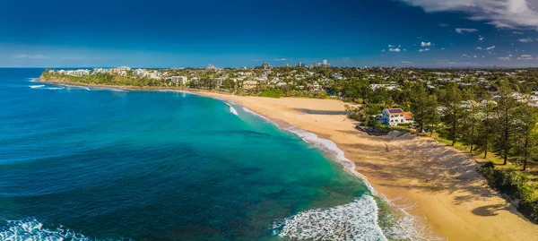 Luchtfoto Panoramabeelden Van Dicky Beach Caloundra Queensland Australië — Stockfoto