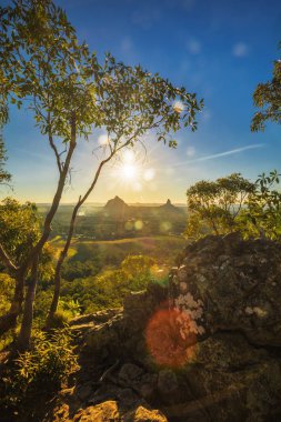 Sunset seen from Mount Tibrogargan, Glass House Mountains, Sunshine Coast, Queensland, Australia clipart