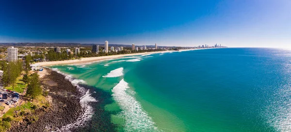 Flygfoto Över Burleigh Heads Berömda Surfing Beach Förort Gold Coast — Stockfoto