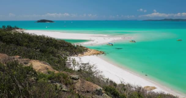 Şaşırtıcı Ünlü Whitehaven Plaj Whitsunday Adaları Queensland Avustralya — Stok video