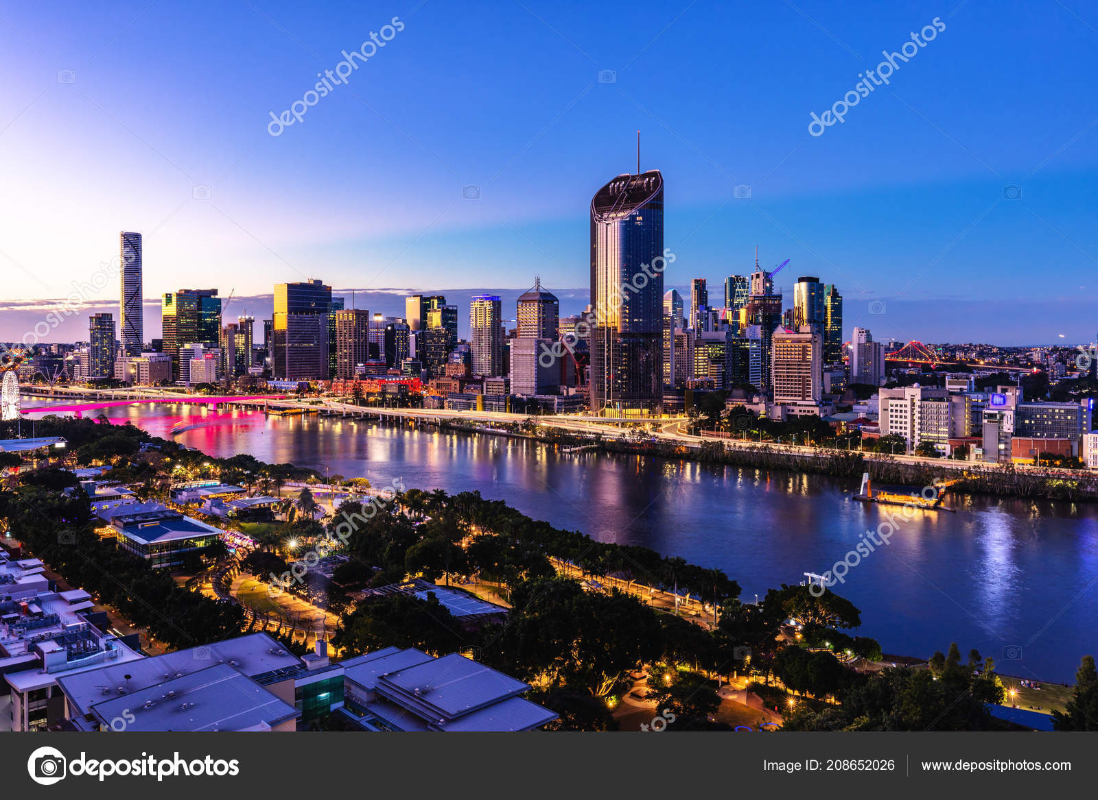 Coucher Soleil Areal Image Brisbane Cbd South Bank Brisbane