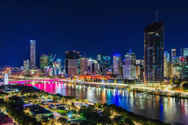Nacht Tijd Areal Beeld Van Brisbane Cbd South Bank Brisbane — Stockfoto