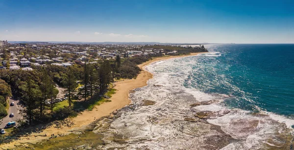 Widok Anteny Drone Shelly Beach Caloundra Sunshine Coast Queensland Australia — Zdjęcie stockowe