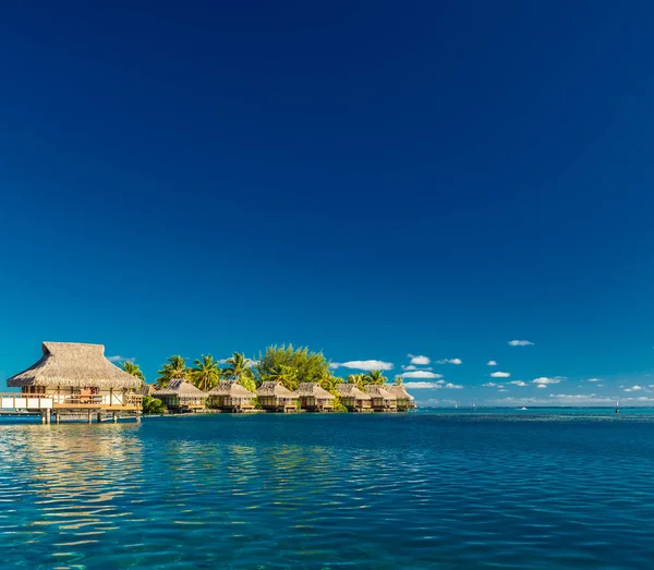 Över Vatten Bungalows Och Fantastiska Gröna Lagunen Moorea Franska Polynesien — Stockfoto