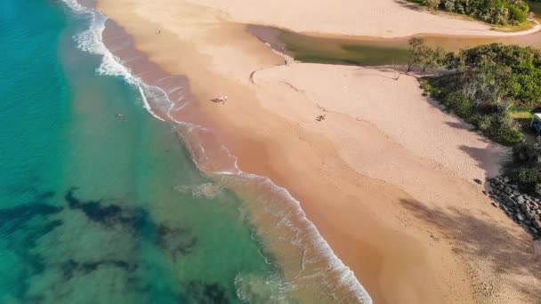 Hava Panoramik Görüntüler Dicky Beach Caloundra Queensland Avustralya — Stok video