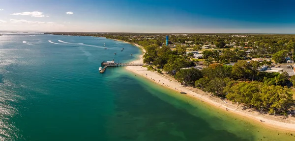 Vista Aérea Bongaree Jetty Ilha Bribie Sunshine Coast Queensland Austrália — Fotografia de Stock