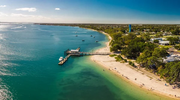 澳大利亚昆士兰阳光海岸 Bribie Bongaree 码头鸟瞰图 — 图库照片