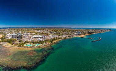 Aerial drone view of Settlement Cove Lagoon, Redcliffe, Brisbane, Australia clipart