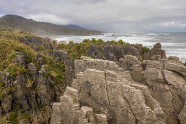Punakaiki Pancake Rocks with blowholes in the Paparoa National Park, South Island, New Zealand clipart