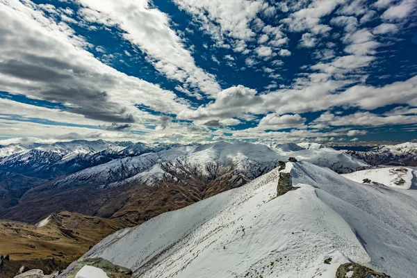 Νέα Ζηλανδία Πανοραμική Θέα Στο Βουνό Και Χιόνι Σκι Πίστες — Φωτογραφία Αρχείου