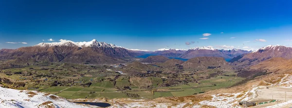 Zéland Hegyi Panorámával Sípályák Mint Látott Ból Coronet Peak Ski — Stock Fotó