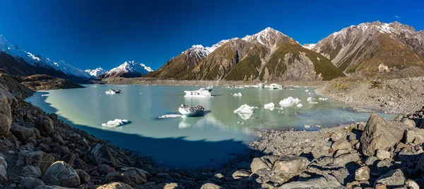 Laghi Blu Montagne Sulla Tasman Valley Walk Tasman Glacier View — Foto Stock