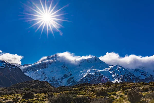 Mouintains Hooker Valley Bijhouden Aoraki Nationaal Park Nieuw Zeeland Zuidereiland — Stockfoto