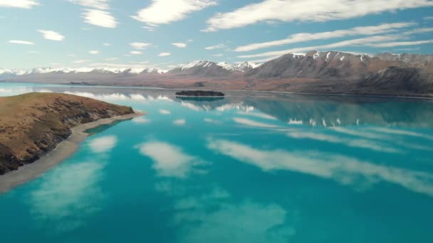 Veduta Aerea Drone Del Lago Tekapo Cielo Blu South Island — Video Stock