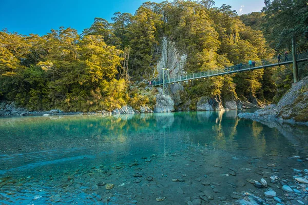 Attractions Touristiques Célèbres Blue Pools Haast Pass Nouvelle Zélande Île — Photo