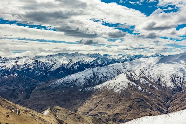 Panorama Montanha Nova Zelândia Pistas Esqui Neve Como Visto Coronet — Fotografia de Stock