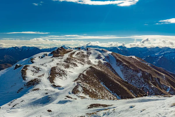 Nieuw Zeeland Bergpanorama Sneeuw Skipistes Gezien Vanaf Coronet Piek Skigebied — Stockfoto