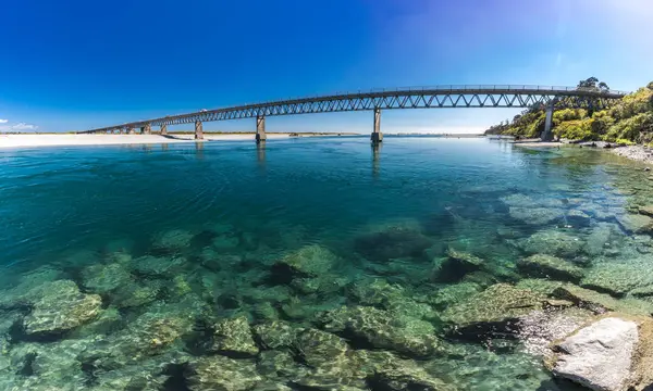 New Zealand Longest One Lane Bridge Haast River South Westland — Stock Photo, Image