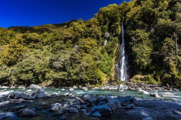 Thunder Creek Waterfall Aspiring National Park Haast Pass West Coast — Stock Photo, Image