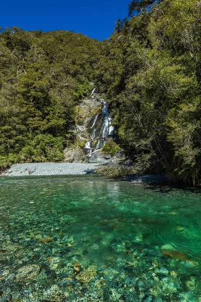 Tarihimin Falls Haast Pass Hedefleyen Milli Parkı Yeni Zelanda Güney — Stok fotoğraf