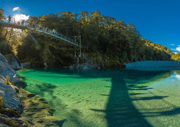 Ünlü Turist Cazibe Mavi Havuzları Pass Haast Yeni Zelanda Güney — Stok fotoğraf