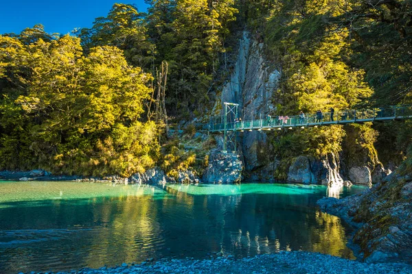 Ünlü Turist Cazibe Mavi Havuzları Pass Haast Yeni Zelanda Güney — Stok fotoğraf