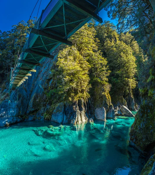 Attractions Touristiques Célèbres Blue Pools Haast Pass Nouvelle Zélande Île — Photo