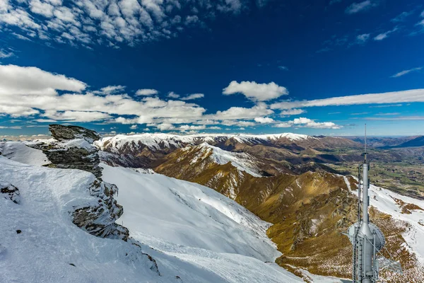 Nieuw Zeeland Bergpanorama Sneeuw Skipistes Gezien Vanaf Coronet Piek Skigebied — Stockfoto