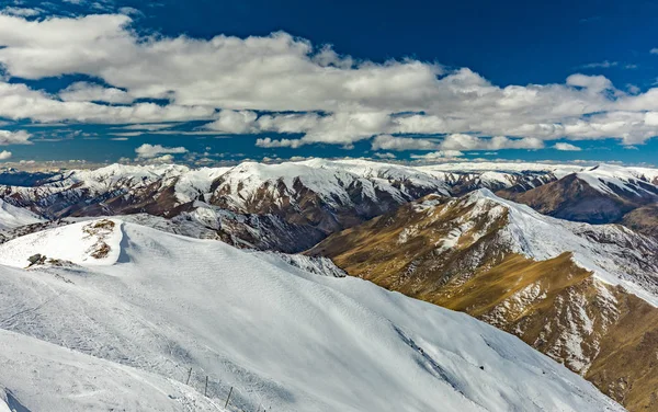 New Zealand Mountain Panorama Snow Ski Slopes Seen Coronet Peak — Stock Photo, Image