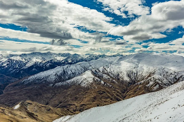 Nieuw Zeeland Bergpanorama Sneeuw Skipistes Gezien Vanaf Coronet Piek Skigebied — Stockfoto