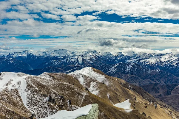 New Zealand Mountain Panorama Snow Ski Slopes Seen Coronet Peak — Stock Photo, Image