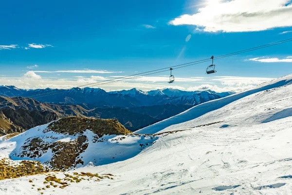 Nieuw Zeeland Bergpanorama Sneeuw Skipistes Gezien Vanaf Coronet Piek Skigebied — Stockfoto